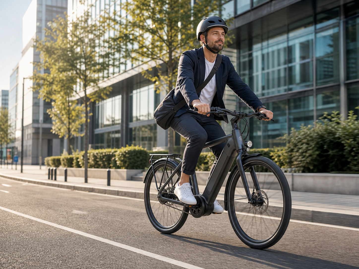 Urban commuter riding a Voltora city e-bike